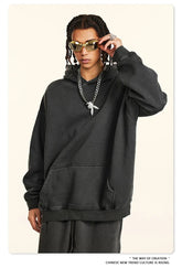 ZODF 2024 Winter Men's Washed Fleece Hoodies Unisex Women Retro Loose Warm 332gsm Hooded Pullovers Sweatshirts HY0870 - Xprespick